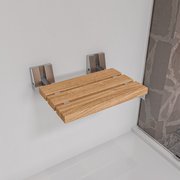 Alfi Brand Brushed Nickel 16" Folding Teak Wood Shower Seat Bench ABS16S-BN